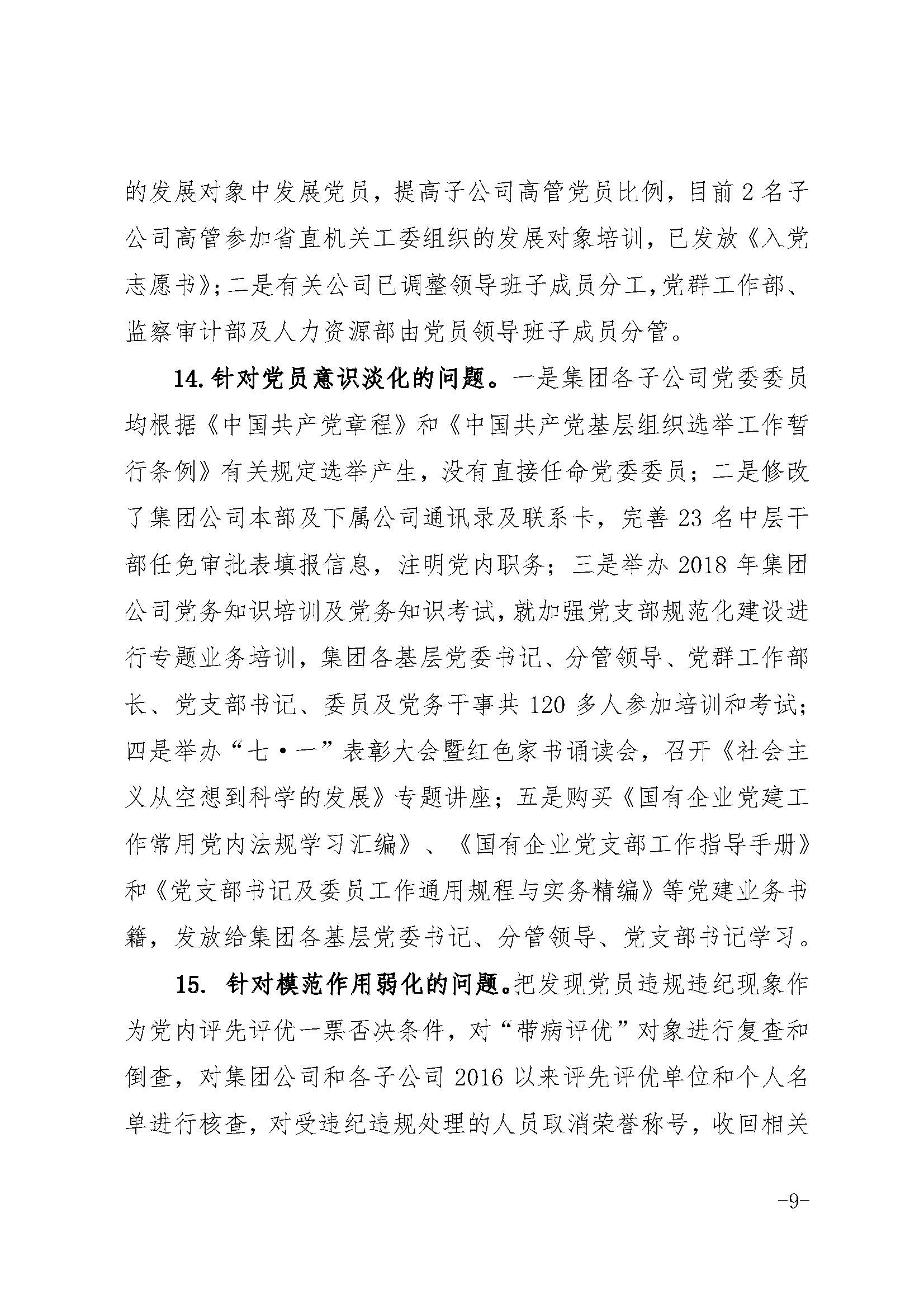 中共江西省水利投资集团有限公司委员会关于巡视整改情况的通报